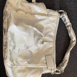 Coach Silver Signature Hobo Shoulder Bag
